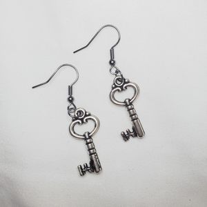 Cute silver key earrings